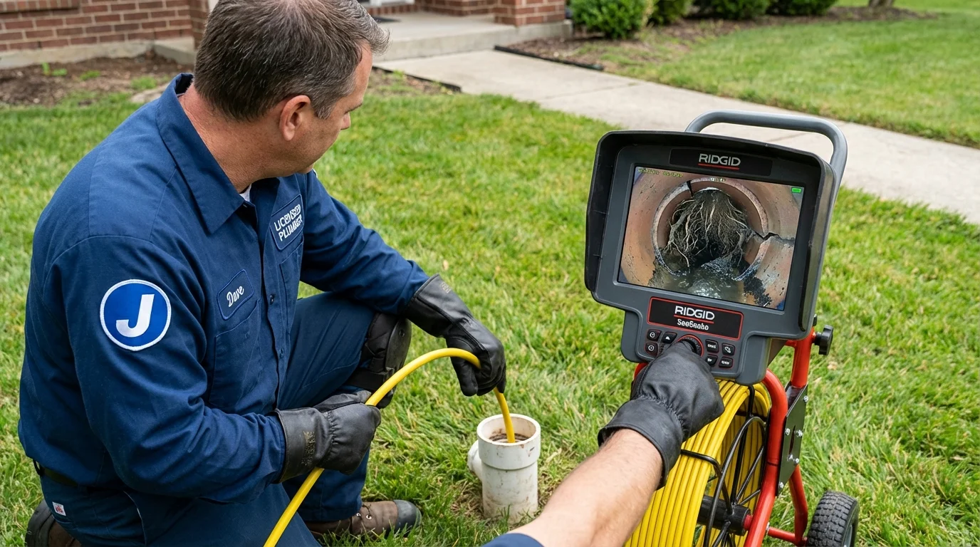 Sewer camera inspection being performed by Johns Plumbing LLC in Aiken